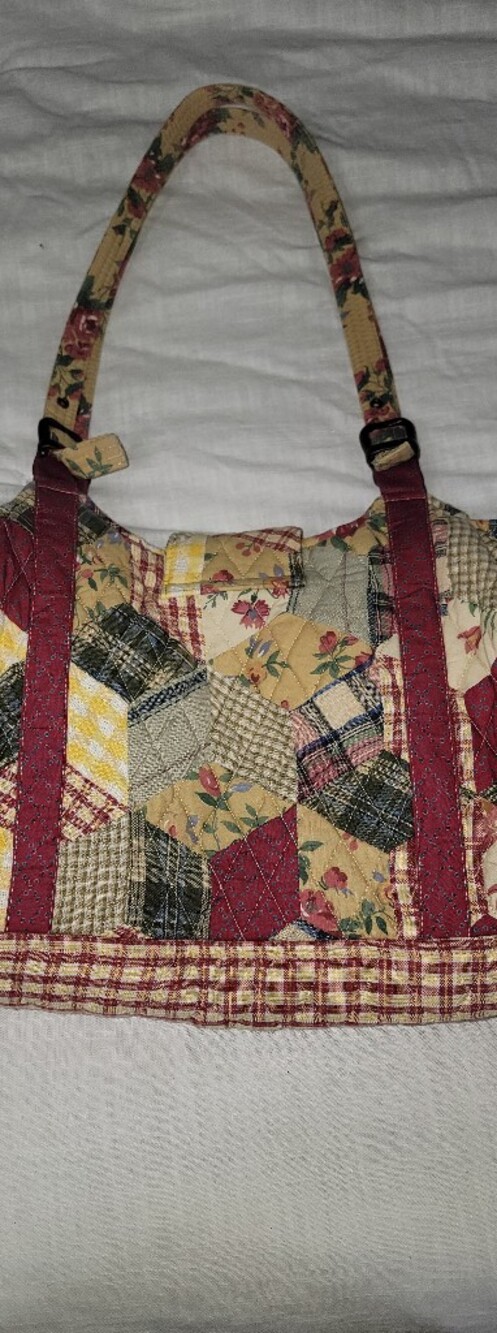 Quilted Patchwork Shoulder Bag in Red, Yellow & Green